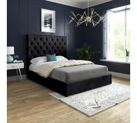 Casani Alma Upholstered Soft Velvet Bed Frame in Black | Size: King Casani Black King