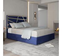 Casani Arabella Upholstered Soft Velvet Metal Bed Frame in Blue | Size: King Casani Blue King