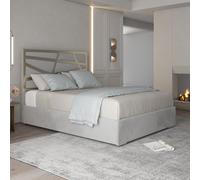 Casani Arabella Upholstered Soft Velvet Metal Bed Frame in Grey | Size: King Casani Grey King