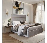 Casani Fladbury Upholstered Soft Velvet Grey Metal Designer Bed Frame | Size: Double Casani Grey Double