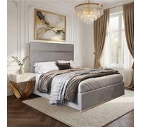 Casani Fleetwood Upholstered Soft Velvet Grey Metal Designer Bed Frame | Size: Single Casani Grey Single