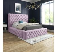 Casani Grand Milan Pleated Upholstery Bed Frame in Pink | Size: Double Casani Pink Double