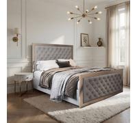 Casani Lapworth Upholstered Soft Velvet Grey Metal Designer Bed Frame | Size: Small Double Casani Grey Small Double