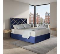 Casani Marden Upholstered Soft Velvet Blue Metal Designer Bed Frame | Size: Super King Casani Blue Super King