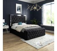 Casani Marino Mirror Upholstered Soft Velvet Bed Frame in Black | Size: Small Single Casani Black Small Single