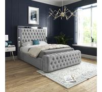 Casani Marino Mirror Upholstered Soft Velvet Bed Frame in Grey | Size: Double Casani Grey Double