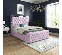 Casani Marino Mirror Upholstered Soft Velvet Bed Frame in Pink | Size: Small Double Casani Pink Small Double