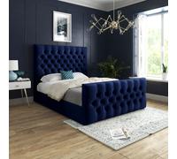 Novara Upholstered Soft Velvet Bed Frame - Blue