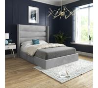 Casani Nuno Straight Winged Upholstered Soft Velvet Bed Frame in Grey | Size: Small Double Casani Grey Small Double