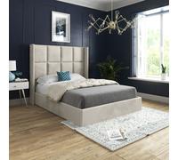 Quanta Straight Winged Upholstered Soft Velvet Bed Frame - Cream