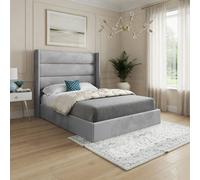 Casani Ranskill Straight Winged Grey Soft Velvet Designer Bed Frame | Size: Double Casani Grey Double
