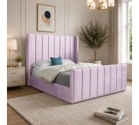 Casani Sherburn Straight Winged Pink Soft Velvet Designer Bed Frame | Size: Small Single Casani Pink Small Single