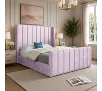 Casani Sherington Straight Winged Pink Soft Velvet Designer Bed Frame | Size: Double Casani Pink Double