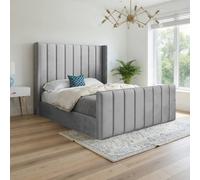 Casani Shildon Straight Winged Grey Soft Velvet Designer Bed Frame | Size: Double Casani Grey Double