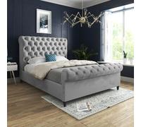 Casani Sienna Sleigh Upholstered Soft Velvet Bed Frame in Grey | Size: King Casani Grey King