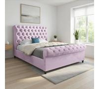 Casani Stourpaine Sleigh Upholstered Pink Soft Velvet Designer Bed Frame | Size: Small Single Casani Pink Small Single