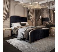 Casani Totternhoe Upholstered Soft Velvet Black Metal Designer Bed Frame | Size: Small Double Casani Black Small Double
