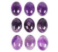 Casaper 10pcs Oval Gemstone Cabochon Beads for Jewelry Making Polished Cabin Flat Back DIY, 10x20 mm, amethyst