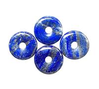 Casaper Natural Lapis Lazuli Large Hole 7mm Natural Crystal Donut Coin Circle Rings, Polished Stone Flat Round Disc Pendant Beads for Jewelry Making Crafts 4Pcs