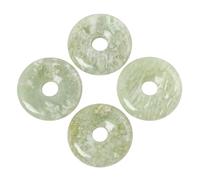 Casaper Natural Light Green Jade Large Hole 7mm Natural Crystal Donut Coin Rings Round Discs Pendant Beads for Jewelry Making Crafts 4 Pieces