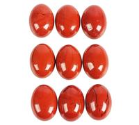 Casaper - Natural Red Jasper Oval Cabochons Beads for Jewelry Making, Polished Cabochons Design, Flat Back, 13x18mm, Pack of 10