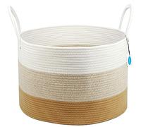 Casaphoria Blanket Basket, Storage Basket, Laundry Basket, 20”*20”*13”, Laundry Hamper,Blanket Storage for Living Room (White & Gradient Brown