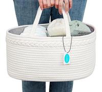 Casaphoria Diaper Caddy Organizer, Boho Rope Storage Basket Bin for Boys/Girls, Portable Caddy Organizer for Changing Table/Car（pack of 1）, cream white (MB2021025)