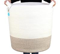 Casaphoria Extra Large Woven Cotton Rope Storage Basket for Organizing, Tall Round Woven Baskets for Clothes, Blankets, Pillows, Towels, Large Capacity, Laundry Basket for Bathroom,