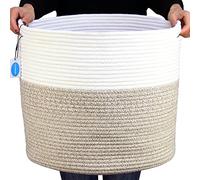 Casaphoria Large Cotton Rope Storage Baskets with Handles for Organizing,Round Woven Baskets for Blanket Pillows,Tall Woven Cotton Rope Laundry Hampe for Bedroom Bathroom LivingRoom