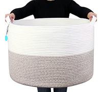 Casaphoria XXXLarge Cotton Rope Basket 21.7" x 21.7" x 13.8" Woven Laundry Blanket Storage With Handle for Comforter, Cushions, Thread - Laundry Hamper