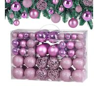 CASARIA 100 Piece Pink Christmas Tree Baubles with Hooks 30 40 and 60 mm