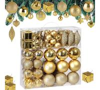 CASARIA 103 Piece Christmas Tree Baubles Red Silver Gold Hanging Ornaments | Shatterproof Festive Hanging Xmas Decorations for Christmas Trees Wreaths Garlands Parties Home Displays and Seasonal Decor