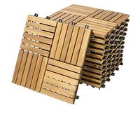 CASARIA 11 FSC Acacia Quattro Mosaic Decking Tiles 30x30 cm Click Flooring | Cuttable Interlocking FSC Certified Acacia Deck Tiles with Drainage for Garden Patio Balcony Terrace and Outdoor Flooring