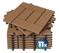 CASARIA® 11x WPC Composite Mosaic Terracotta Decking Tiles 30x30cm | Cuttable Interlocking System | Drainage System | Garden Balcony Patio Click Lock-in Flooring Deck | Set of 11 Tiles 1m²