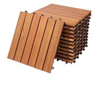 CASARIA® 11x Eucalyptus Wood DeckingTiles | 30x30cm | Cuttable Interlocking System | Drainage System | Garden Patio Click Lock-in Flooring Deck | FSC-Certified Eucalyptus | 11 Tiles