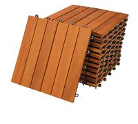 CASARIA® 11x Wooden Acacia Decking Tiles | 30x30cm | Cuttable Interlocking System | Drainage System | Garden Balcony Patio Click Lock-in Flooring Deck | FSC-Certified Acacia Wood | 11 Tiles