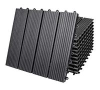 CASARIA® 11x WPC Composite Classic Anthracite Decking Tiles 30x30cm | Cuttable Interlocking System | Drainage System | Garden Balcony Patio Click Lock-in Flooring Deck | Set of 11 Tiles 1m²