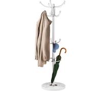 CASARIA® Coat Stand Coat Rack, Hat Stand with Hooks, Marble Base, White | 14x Rotatable Coat Hangers, Sturdy & Stylish Clothes Rack for Hallways & Offices Furniture 175cm Tall