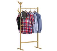 CASARIA® 2-in-1 Wooden Coat Stand | Bamboo Display Rack with 8 Hooks | Versatile Hallway Clothes Hanger | Free-Standing Jacket, Hat & Handbag Organiser