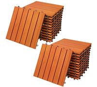 CASARIA® 22x Eucalyptus Wood DeckingTiles | 30x30cm | Cuttable Interlocking System | Drainage System | Garden Patio Click Lock-in Flooring Deck | FSC-Certified Eucalyptus | 22 Tiles