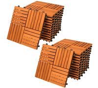 CASARIA® 22x Wooden Quattro Mosaic Decking Tiles | 30x30cm | Cuttable Interlocking System | Drainage System | Garden Patio Click Lock-in Flooring Deck | FSC-Certified Acacia Wood | 22 Tiles
