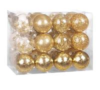 CASARIA® 24 Clear Fillable Baubles Balls with Decorations Filling Included | Customisable Bauble Set for Tree, Christmas Decorations, Halloween Decorations | Best Christmas Tree | Gold Rose Pink Red