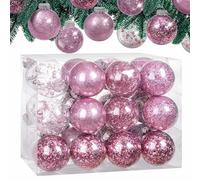 CASARIA 24 Clear Fillable Christmas Baubles with Decorative Fill Included