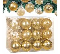 CASARIA® 24 Clear Fillable Baubles Balls with Decorations Filling Included | Customisable Bauble Set for Tree, Christmas Decorations, Halloween Decorations | Best Christmas Tree | Gold Rose Pink Red