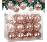 CASARIA® 24 Clear Fillable Baubles Balls with Decorations Filling Included | Customisable Bauble Set for Tree, Christmas Decorations, Halloween Decorations | Best Christmas Tree | Gold Rose Pink Red