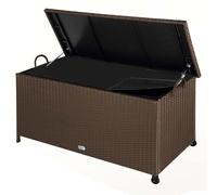 CASARIA® 270 Litre Rattan Garden Storage Box | Storage Boxes with Lids & Wheels | Waterproof UV Resistant | Inner Lining | 117x53x60cm Patio Furniture Cushion Storage Chest with Gas Lift Lid | Brown