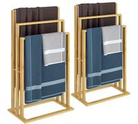 CASARIA® 2x 3 Tier Freestanding Wooden Bamboo Towel Rack | 82x40x24cm | Bathroom Towel Bar Stand & Clothes Drying Airer | Modern Sturdy Organiser | No Drilling