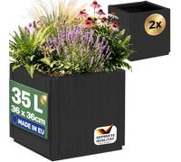 CASARIA® 2x Flower Box Planter Plant Pot Trough, 35L Capacity, 36x36x35cm