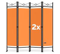 CASARIA® 2x Lucca Room Divider Paravent | 180x163cm | 4 Flexible Partitions | Adjustable Privacy Screen | Indoor & Garden | Space-Saving & Multifunctional | Orange