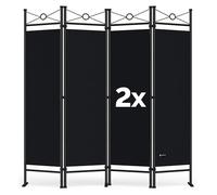 CASARIA® 2x Lucca Room Divider Paravent | 180x163cm | 4 Flexible Partitions | Adjustable Privacy Screen | Indoor & Garden | Space-Saving & Multifunctional | Black